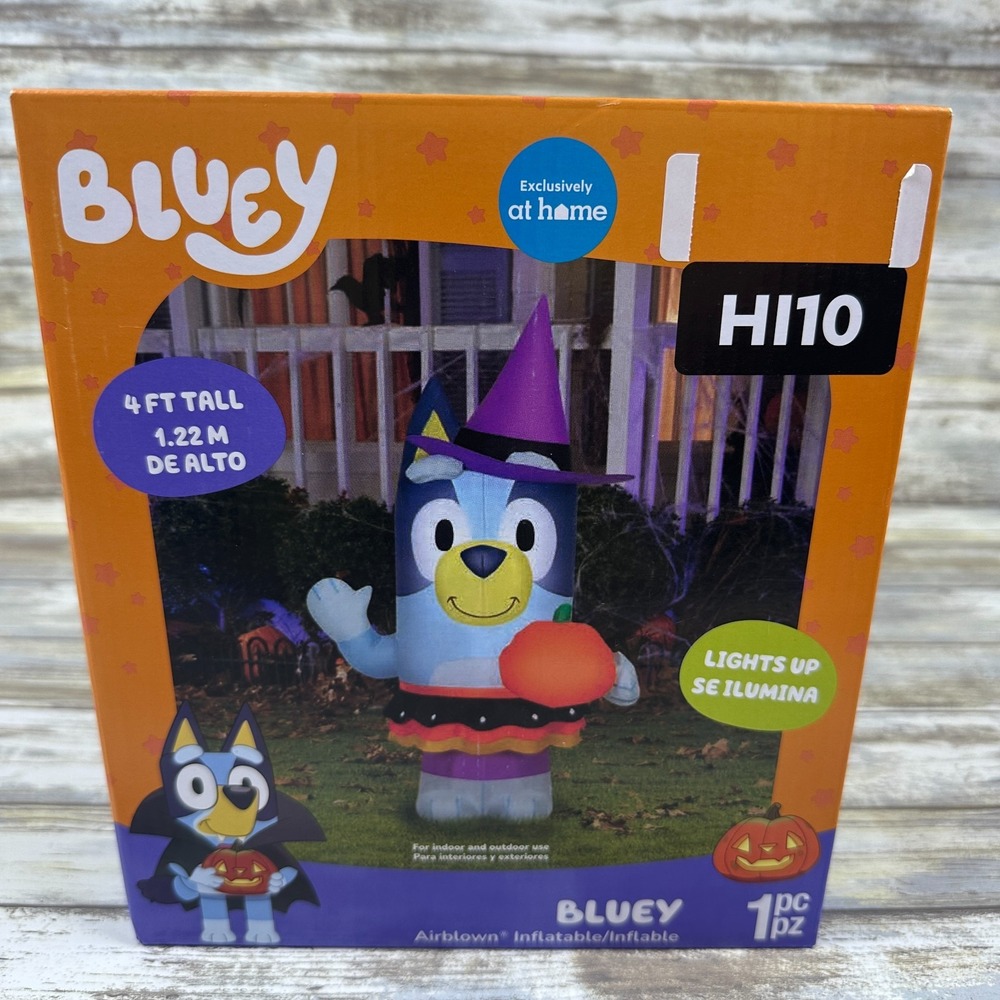 Bluey Halloween Inflatable Witch Pumpkin Light Up‎ 4 Foot Lawn Yard Decor 2025